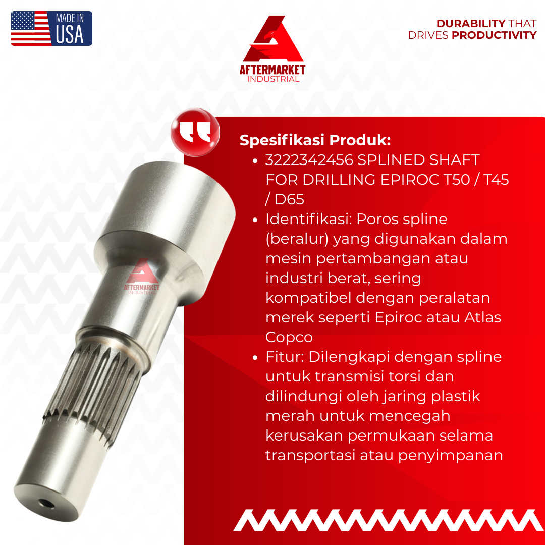 Jual Splined Shaft 3222342456 Suku Cadang Transmisi Alat Berat - Image 2